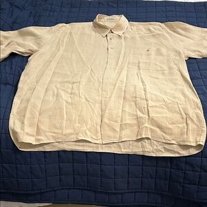 Light Beige Button-Up Linen Shirt